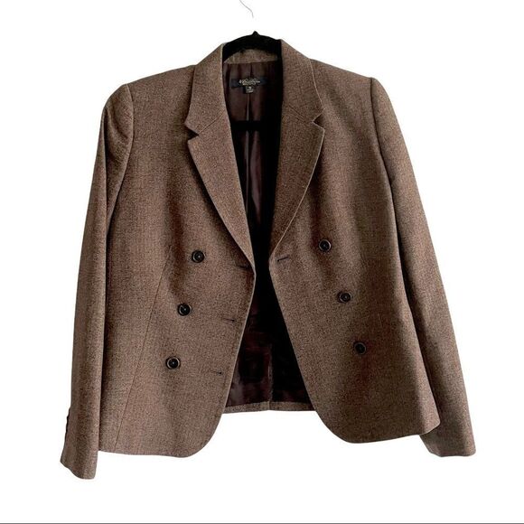 BROOKS BROTHERS Loro Piana Wool Double Breasted Blazer Brown 10 - Picture 3 of 10